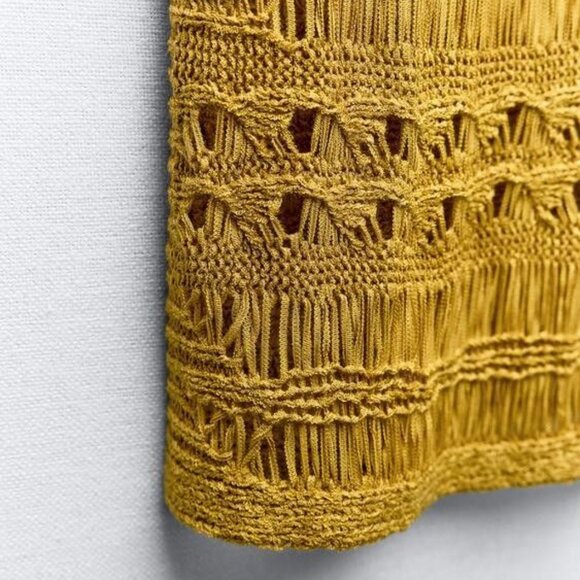 ZARA yellow open knit crochet boho woven knit sleeveless vest top M - Picture 2 of 12